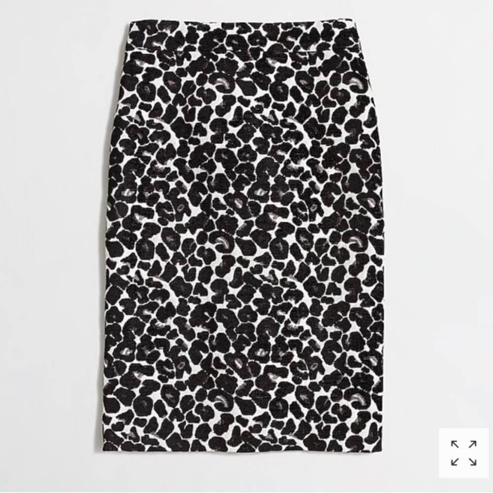 J. Crew Factory Leopard Print Jacquard Pencil Skirt NWT